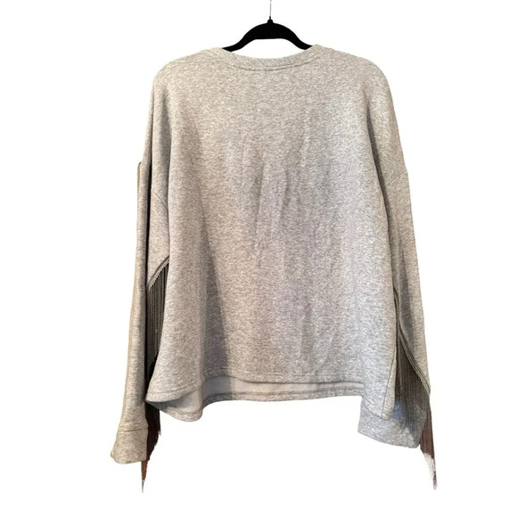 H & M Cowgirl sweatshirt with chain fringe Western comfort cozy fun unique L - Picture 2 of 11